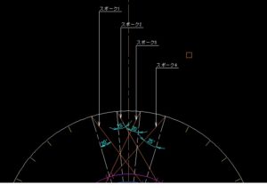 スポークの角度をCADで描画